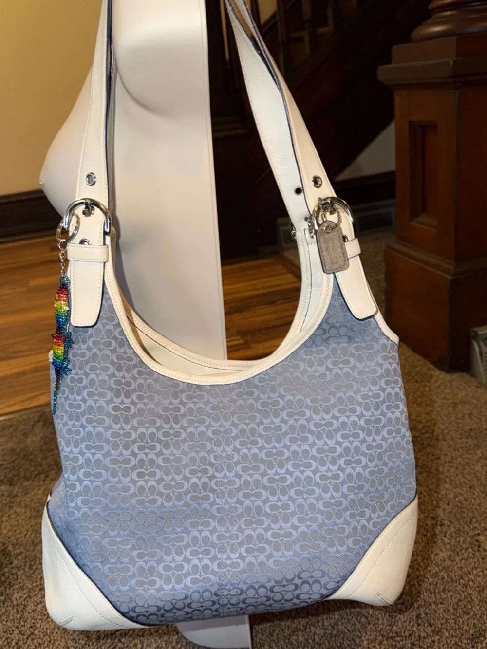 Coach Blue Signature Hobo with White Trim